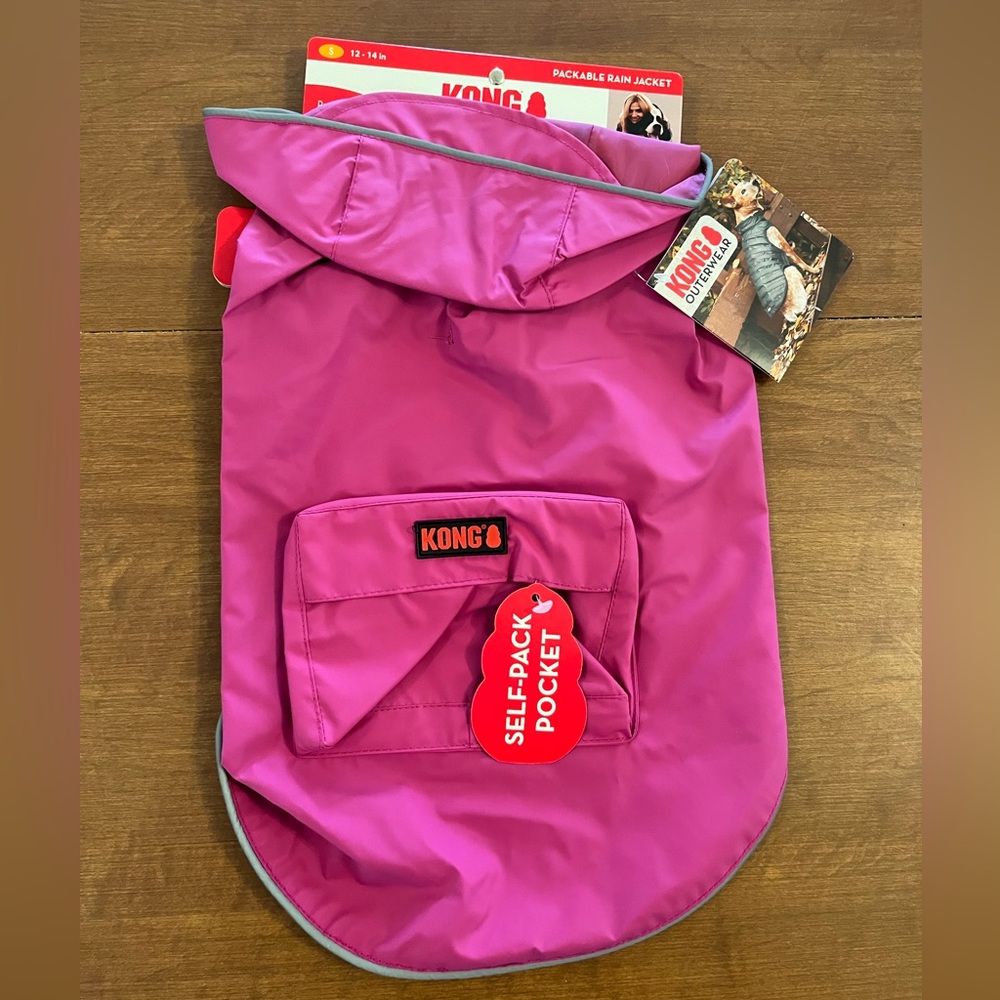 New pink puppy raincoat size small by kong
